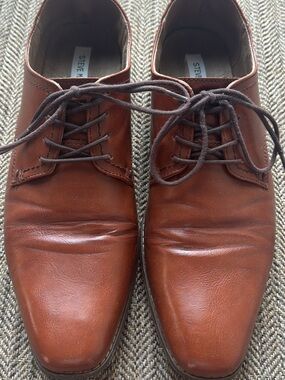 Steve Madden Men's Tan Brown Leather Derby Dress Shoes